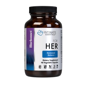 Bluebonnet’s Intimate Essentials® For Her Hormonal Balance Vegetable Capsules are specially formulated to help boost a woman’s sexual energy and youthful vibrance by balancing hormones during PMS and menopause.♦